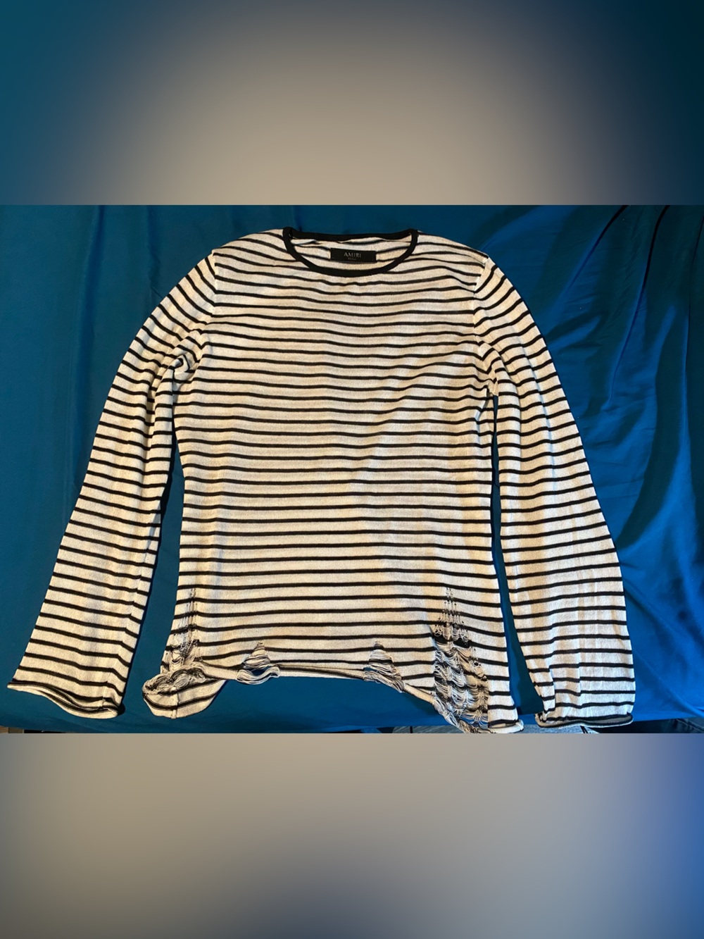 AMIRI Black and White Striped Knit Top